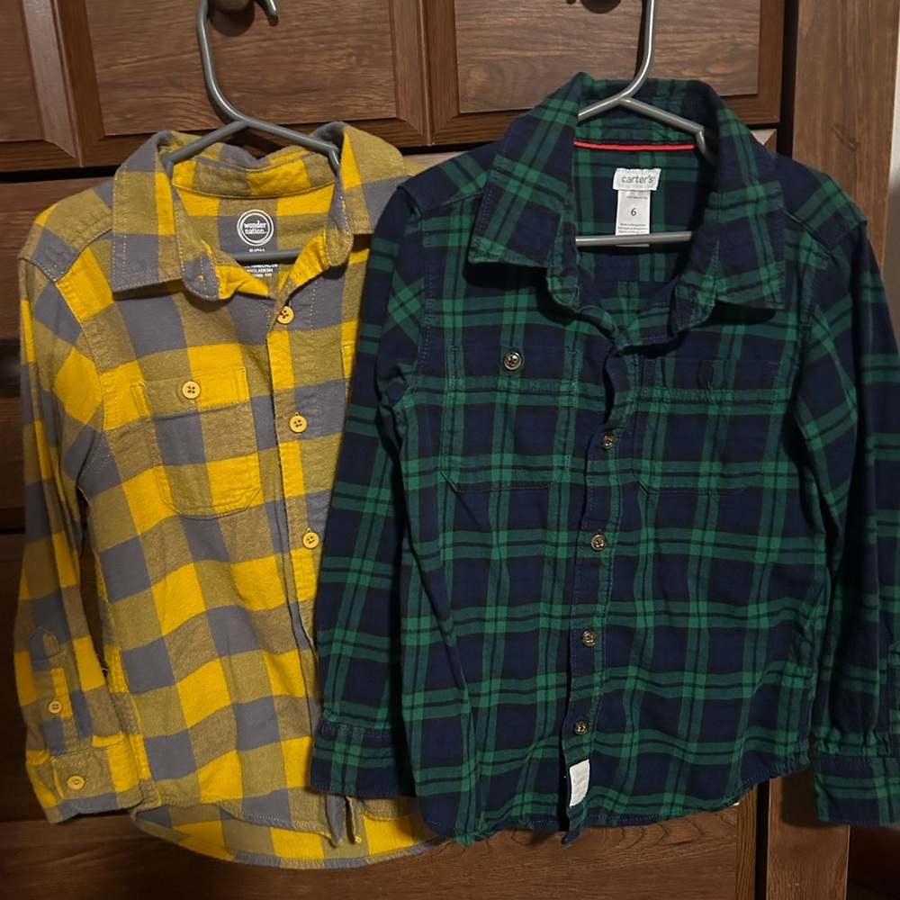 Kids button up Plaid Shirts